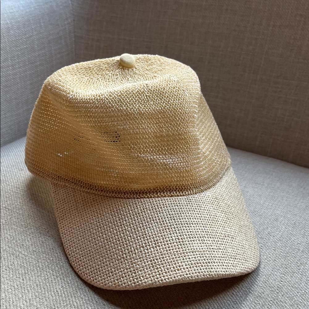 Zara Size Small Cream Classic Raffia‎ Woven Baseball Hat